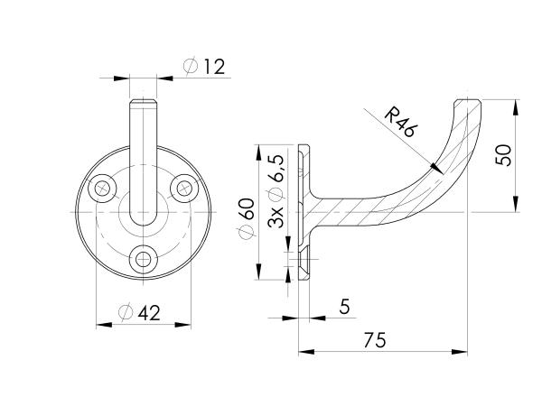 Edelstahl Handlaufstütze Handlaufhalter Handlaufträger Wandhalter zum Schweißen geschliffen K320